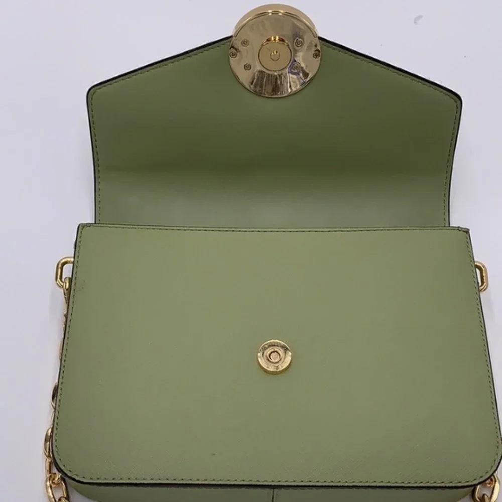Michael Kors Carmen Medium Leather Convertible Shoulder Bag Crossbody Light Sage - Picture 12 of 16